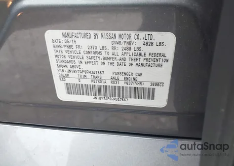 2015 Infiniti Q50 Premium из США, поврежденный, VIN JN1BV7AP9FM347667